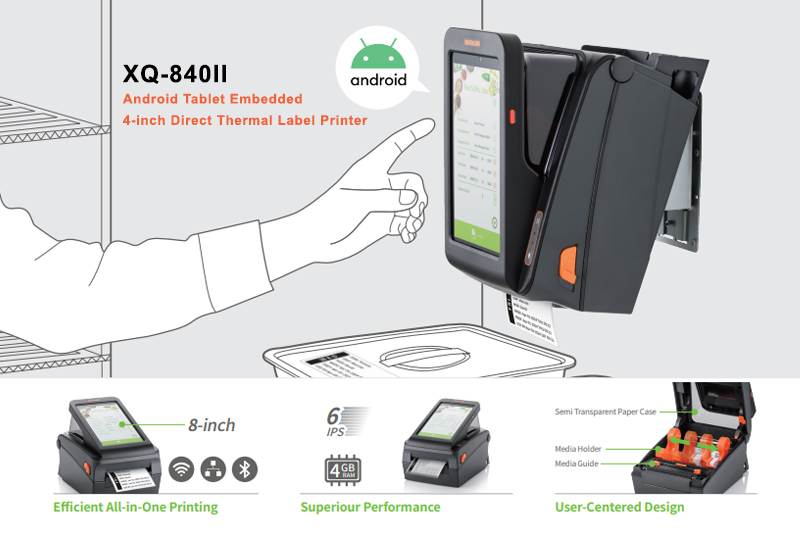 máy in nhãn tích hợp với máy tính bảng Android™ XQ-840II 4 inch